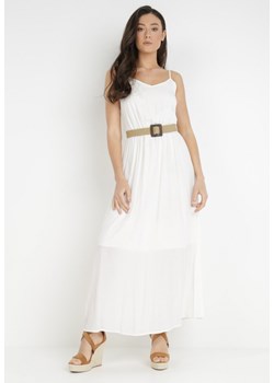 Biała Sukienka z Paskiem Chrysaleia ze sklepu Born2be Odzież w kategorii Sukienki - zdjęcie 139245362