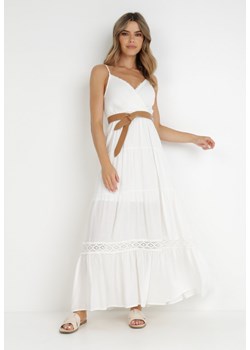 Biała Sukienka z Paskiem Maerea ze sklepu Born2be Odzież w kategorii Sukienki - zdjęcie 139404723