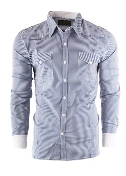 Koszula męska długi rękaw S5A - niebieska ze sklepu Risardi w kategorii Koszule męskie - zdjęcie 139406360