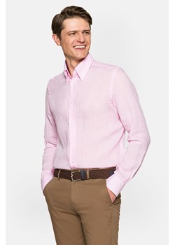 Koszula Różowa Lniana w Kratę Kalamata ze sklepu Lancerto S.A. w kategorii Koszule męskie - zdjęcie 139574860