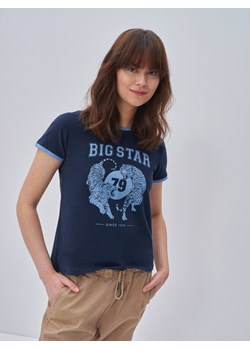 Koszulka damska w stylu retro z bawełny ekologicznej granatowa Gena 403 ze sklepu Big Star w kategorii Bluzki damskie - zdjęcie 139597324