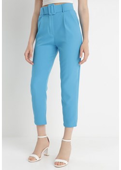 Niebieskie Spodnie z Paskiem Ioleina ze sklepu Born2be Odzież w kategorii Spodnie damskie - zdjęcie 139679843