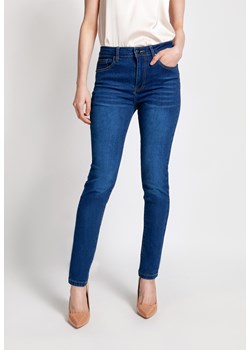 Granatowe jeansy slim z przetarciami ze sklepu Molton w kategorii Jeansy damskie - zdjęcie 139775681