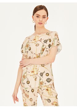 Beżowa wzorzysta bluzka L'AF Oda ze sklepu Eye For Fashion w kategorii Bluzki damskie - zdjęcie 139785181