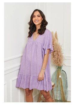 Lniana sukienka w kolorze fioletowym ze sklepu Limango Polska w kategorii Sukienki - zdjęcie 139818763