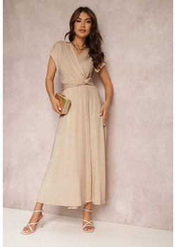 Beżowa Sukienka Kopertowa Appephone ze sklepu Renee odzież w kategorii Sukienki - zdjęcie 139882034