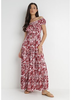 Bordowa Sukienka z Wiskozy Ennoi ze sklepu Born2be Odzież w kategorii Sukienki - zdjęcie 140523531