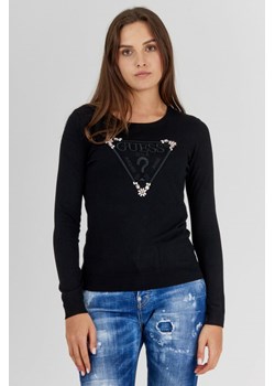 GUESS - Czarny sweterek damski z wyszywanym logo ze sklepu outfit.pl w kategorii Swetry damskie - zdjęcie 140542911