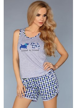 Piżama damska 720 BLUE koszulka na ramiączkach i spodenki, Kolor niebiesko-szary, Rozmiar S, Cofashion ze sklepu Intymna w kategorii Piżamy damskie - zdjęcie 140670120