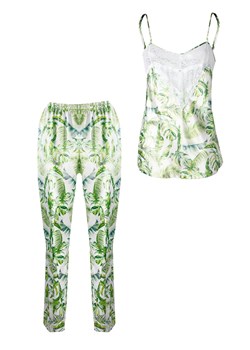 Flowers piżama satynowa DK-KC 011, Kolor ecru-zielony, Rozmiar XS, DKaren ze sklepu Intymna w kategorii Piżamy damskie - zdjęcie 140671953