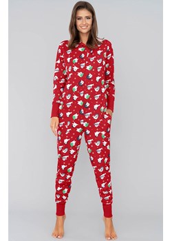 Świąteczna piżama jednoczęściowa kombinezon damski z długim rękawem Koda, Kolor czerwony-wzór, Rozmiar L, Italian Fashion ze sklepu Intymna w kategorii Piżamy damskie - zdjęcie 140675960