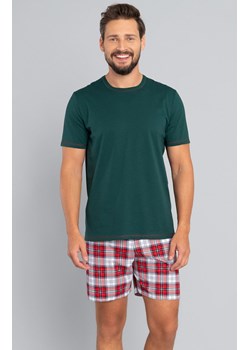 MOSS Piżama męska kr.kr., Kolor zielony-kratka, Rozmiar S, Italian Fashion ze sklepu Intymna w kategorii Piżamy męskie - zdjęcie 140676053