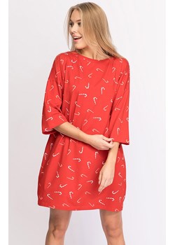 LA095/3 Koszula nocna z motywem zimowym, Kolor czerwony-wzór, Rozmiar 2XL/3XL, LaLupa ze sklepu Intymna w kategorii Koszule nocne - zdjęcie 140678491