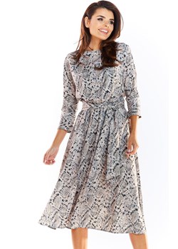 A313 Sukienka midi we wzór, Kolor szary-wzór, Rozmiar S, Awama ze sklepu Primodo w kategorii Sukienki - zdjęcie 140690141