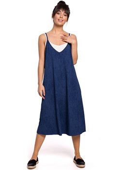 Sukienka warstwowa na ramiączkach w kolorze denimowym B154, Kolor jeans, Rozmiar S, BE ze sklepu Primodo w kategorii Sukienki - zdjęcie 140690933