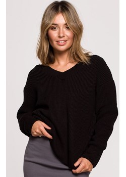 BK075 sweter z dekoltem w serek, Kolor czarny, Rozmiar L/XL, BE ze sklepu Primodo w kategorii Swetry damskie - zdjęcie 140691700