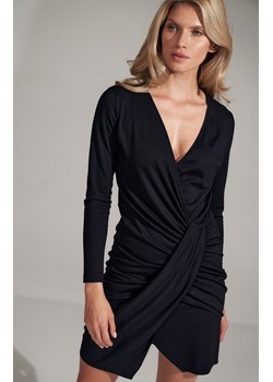 Elegancka kopertowa sukienka mini czarna M734, Kolor czarny, Rozmiar L, Figl ze sklepu Primodo w kategorii Sukienki - zdjęcie 140694182