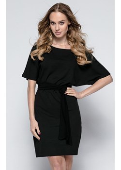 Fimfi sukienka elegancka czarna mini na co dzień z krótkim rękawem dopasowana 