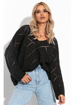 Sweter oversize czarny F1263, Kolor czarny, Rozmiar XS/S, Fobya ze sklepu Primodo w kategorii Swetry damskie - zdjęcie 140695300