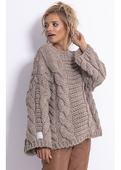 Sweter z wełną CHUNKY KNIT F780, Kolor mocca, Rozmiar S/M, Fobya ze sklepu Primodo w kategorii Swetry damskie - zdjęcie 140695850