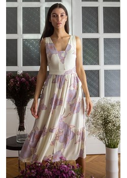 K098/3 sukienka midi bez rękawów, Kolor biało-lawendowy, Rozmiar L, makover ze sklepu Primodo w kategorii Sukienki - zdjęcie 140701070