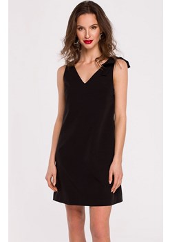 K128 Gładka sukienka z kokardą na ramieniu, Kolor czarny, Rozmiar L, makover ze sklepu Primodo w kategorii Sukienki - zdjęcie 140701201
