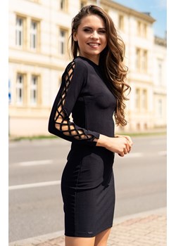 Czarna elegancka sukienka obcisła ołówkowa Merciana Black 85198, Kolor czarny, Rozmiar L, Merribel ze sklepu Primodo w kategorii Sukienki - zdjęcie 140701393