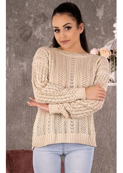 Etsaman Beige sweter ażurowy, Kolor beżowy, Rozmiar one size, Merribel ze sklepu Primodo w kategorii Swetry damskie - zdjęcie 140701594