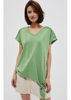 3820 Bawełniana bluzka z wiązaniem, Kolor zielony, Rozmiar S, Moodo ze sklepu Primodo w kategorii Bluzki damskie - zdjęcie 140702510