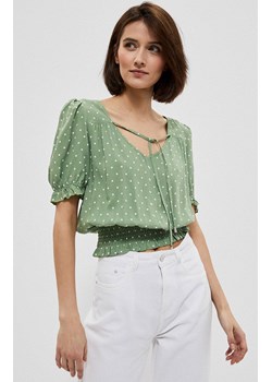 Bluzka damska krótka koszulowa ze ściągaczem 3740, Kolor zielony-wzór, Rozmiar XS, Moodo ze sklepu Primodo w kategorii Bluzki damskie - zdjęcie 140702620