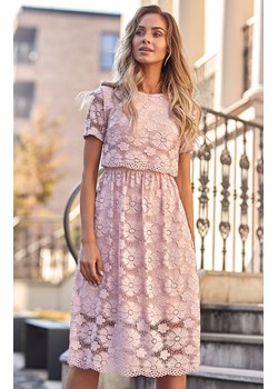 MOE M405 Sukienka koronkowa midi, Kolor różowy, Rozmiar S, MOE ze sklepu Primodo w kategorii Sukienki - zdjęcie 140703174