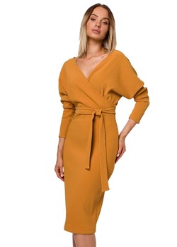Sukienka kopertowa M523, Kolor musztardowy, Rozmiar S, MOE ze sklepu Primodo w kategorii Sukienki - zdjęcie 140703922