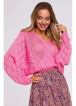 M595 sweter z rękawami nietoperzowymi, Kolor różowy, Rozmiar L/XL, MOE ze sklepu Primodo w kategorii Swetry damskie - zdjęcie 140704670