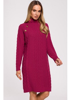 Swetrowa sukienka z golfem różowa M635, Kolor różowy, Rozmiar L/XL, MOE ze sklepu Primodo w kategorii Sukienki - zdjęcie 140704982
