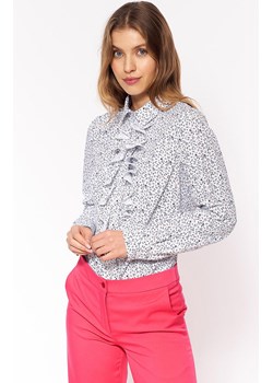 K64 koszula z żabotem, Kolor biały-wzór, Rozmiar 36, Nife ze sklepu Primodo w kategorii Koszule damskie - zdjęcie 140705872