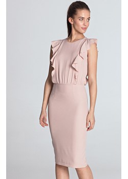 Sukienka ołówkowa z falbanami S111R, Kolor różowy, Rozmiar 36, Nife ze sklepu Primodo w kategorii Sukienki - zdjęcie 140705922