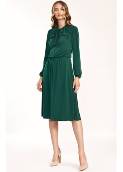 Sukienka damska midi zielona z fontaziem S186, Kolor zielony, Rozmiar 40, Nife ze sklepu Primodo w kategorii Sukienki - zdjęcie 140706093
