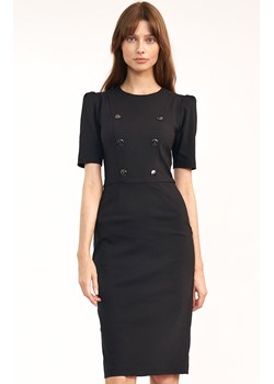 S195 klasyczna sukienka z guzikami, Kolor czarny, Rozmiar 40, Nife ze sklepu Primodo w kategorii Sukienki - zdjęcie 140706172