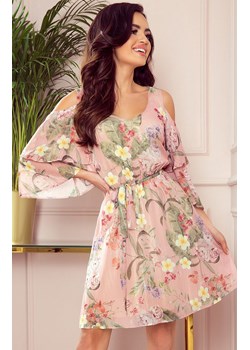 292-1 Marina szyfonowa sukienka, Kolor różowy-wzór, Rozmiar L, Numoco ze sklepu Primodo w kategorii Sukienki - zdjęcie 140707032