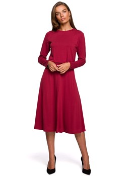 S234 Sukienka rozkloszowana midi, Kolor bordowy, Rozmiar S, Stylove ze sklepu Primodo w kategorii Sukienki - zdjęcie 140708612