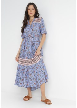 Niebieska Sukienka z Wiskozy Ninidi ze sklepu Born2be Odzież w kategorii Sukienki - zdjęcie 140721373