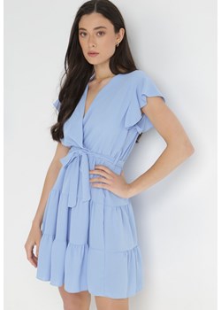 Jasnoniebieska Sukienka z Paskiem Laodima ze sklepu Born2be Odzież w kategorii Sukienki - zdjęcie 140721602