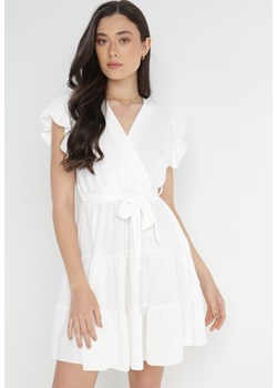 Biała Sukienka z Paskiem Laodima ze sklepu Born2be Odzież w kategorii Sukienki - zdjęcie 140721620