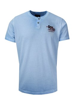 T-Shirt Męski Błękitny, Melanżowy z Nadrukiem, Koszulka, Krótki Rękaw, Basic, U-neck TSKOWNEWAN4167mavi ze sklepu JegoSzafa.pl w kategorii T-shirty męskie - zdjęcie 140737800