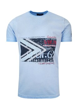 T-Shirt Męski Jasny Niebieski z Nadrukiem, Koszulka, Krótki Rękaw, U-neck TSKOWNEWAN4181mavi ze sklepu JegoSzafa.pl w kategorii T-shirty męskie - zdjęcie 140737814