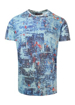 T-Shirt Męski Niebieski z Kolorowym Nadrukiem, Koszulka, Krótki Rękaw, U-neck TSKOWNEWAN4625aqua ze sklepu JegoSzafa.pl w kategorii T-shirty męskie - zdjęcie 140737820