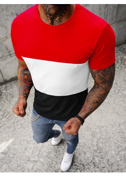 T-shirt męski czerwony OZONEE JS/8T90/2 ze sklepu ozonee.pl w kategorii T-shirty męskie - zdjęcie 140739300