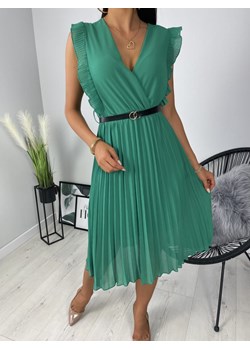 Zielona Plisowana Sukienka z Paskiem ze sklepu ModnaKiecka.pl w kategorii Sukienki - zdjęcie 140752292