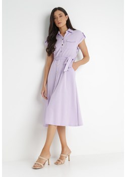 Fioletowa Sukienka Koszulowa Phinitrite ze sklepu Born2be Odzież w kategorii Sukienki - zdjęcie 140769142