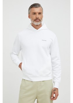 Calvin Klein bluza męska kolor biały z kapturem gładka ze sklepu ANSWEAR.com w kategorii Bluzy męskie - zdjęcie 140811304